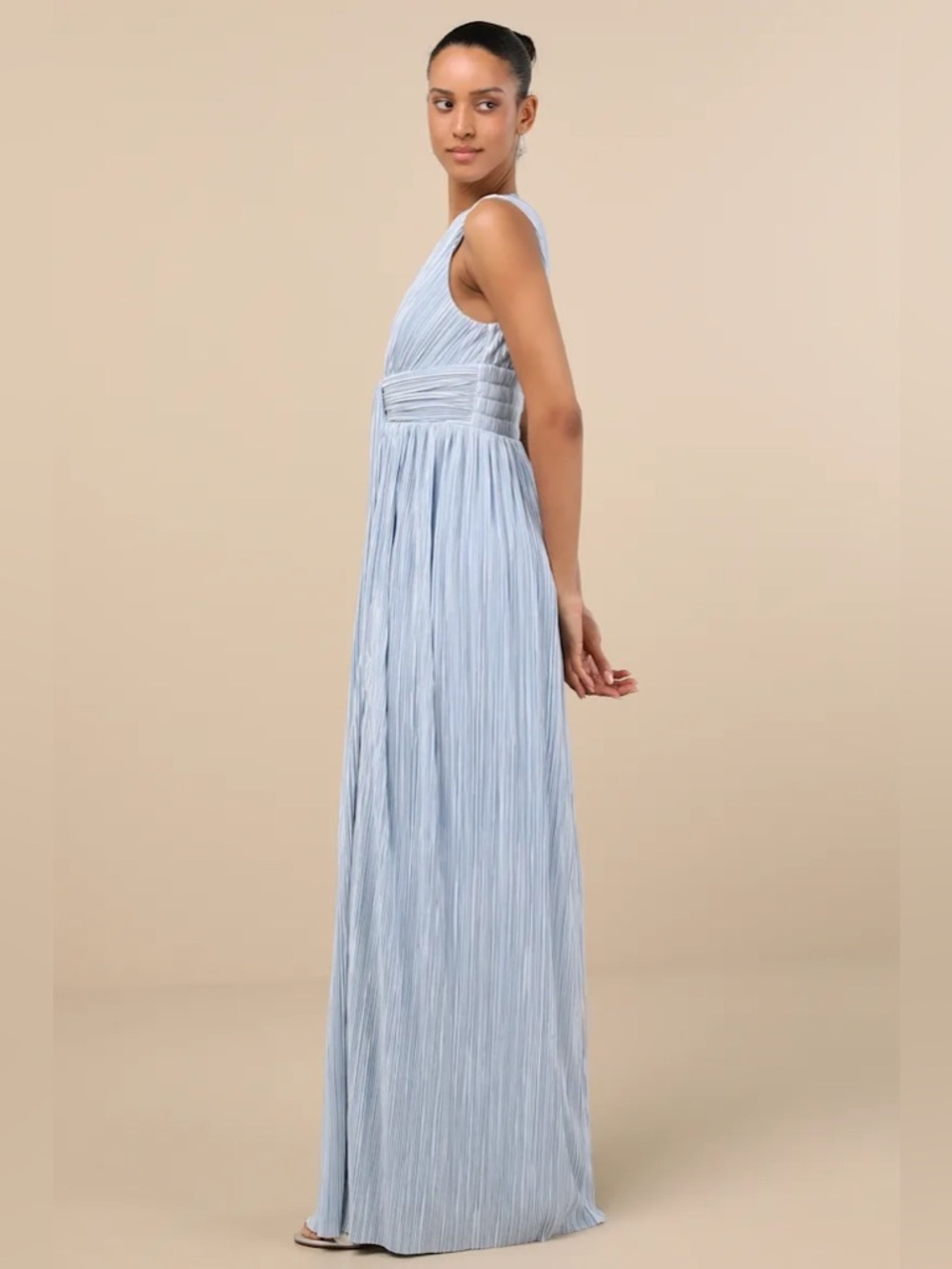 Lulus Melitta Light Blue Plisse Sash Maxi Dress - Picture 3 of 8
